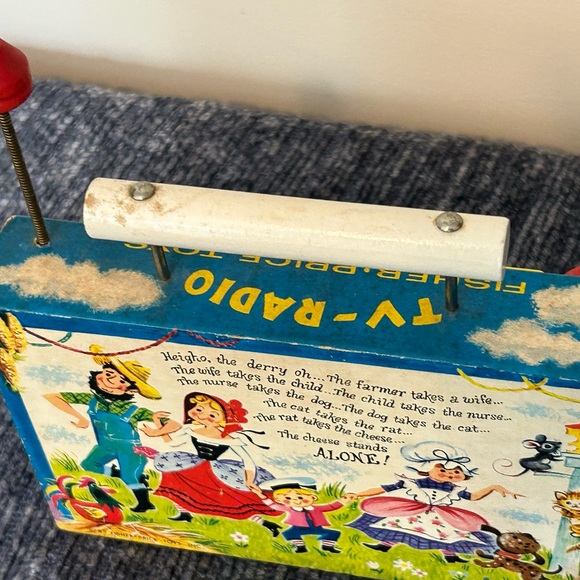 VTG Fisher Price Toy TV Radio - Plays Farmer in the Dell - As Is 60s Vintage - Picture 9 of 15